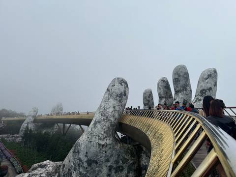 Golden Bridge in Da Nang with giant hands.