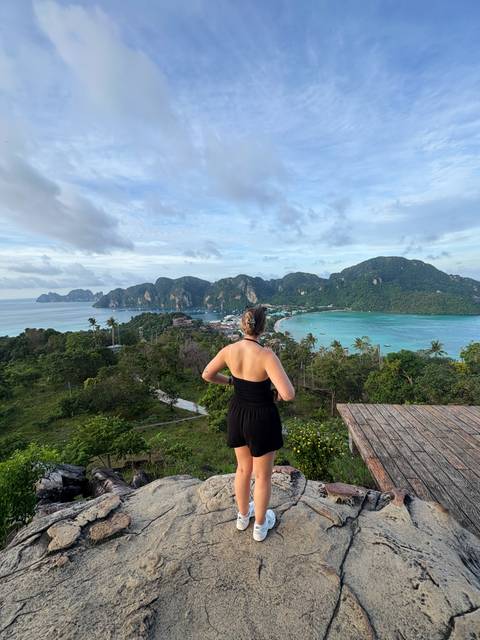Person observing a spectacular island landscape.
