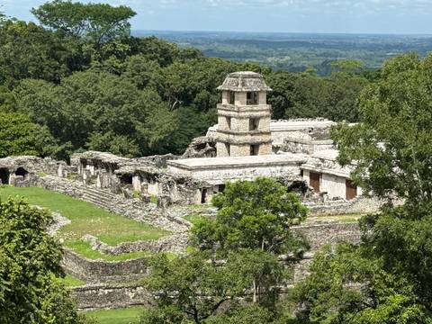 Ancient stone ruins surrounded by greenery.