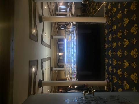 Buffet dessert bar inside a restaurant.