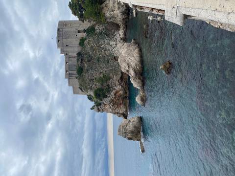       Historic coastal fortress overlooking the sea.
  