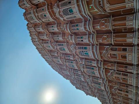 Ornate facade of the Hawa Mahal in Jaipur.