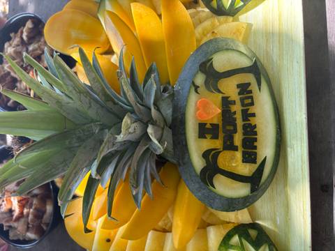       Pineapple with 'I love Port Barton' engraved.
  