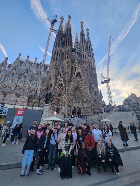 Group in front of Sagrada Familia in Barcelona.