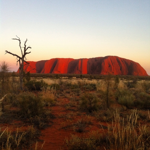Sunset view of Uluru rock, Australia.