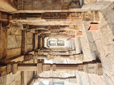       Detailed architectural columns in a historical site.
  