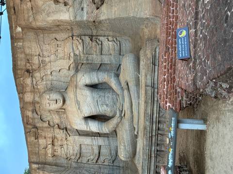       Large stone Buddha statue.
  