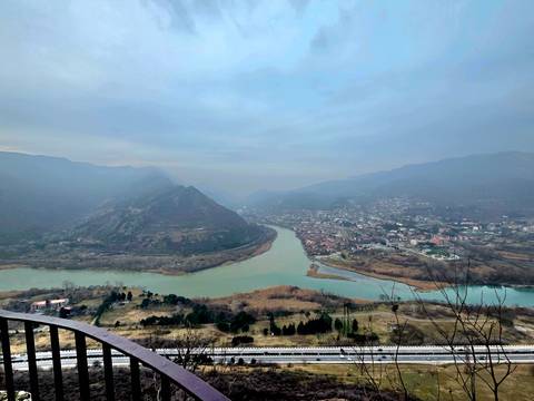 Scenic view of two rivers converging.