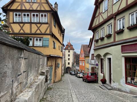 Charming street view with traditional houses.