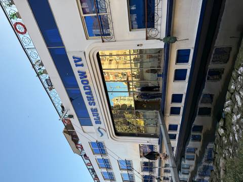 Exterior view of the 'Blue Shadow IV' boat.