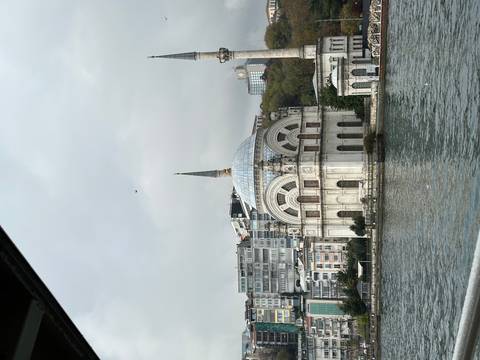 View of a mosque by the waterfront.