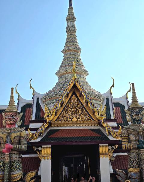 Ornate temple facade with detailed decorations.
