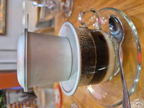 Traditional Vietnamese coffee on a table.