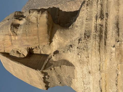       Close-up view of the Sphinx with a focus on its features.
  