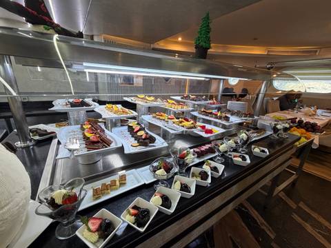 Dessert buffet on a cruise ship.