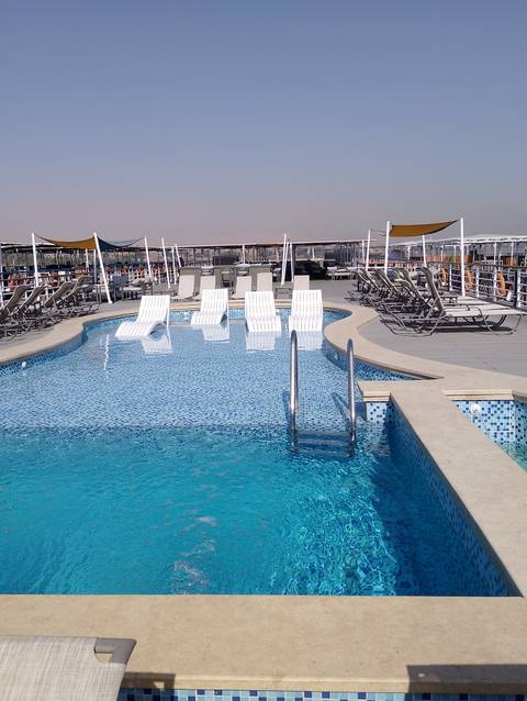 Swimming pool on a cruise ship deck.