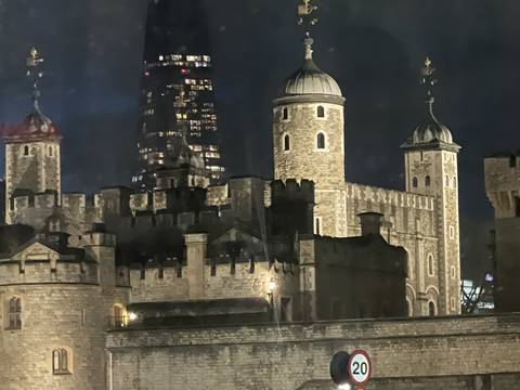 Close-up view of the Tower of London.