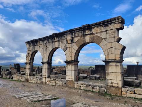 Ruins of an ancient Roman settlement in Volubilis.