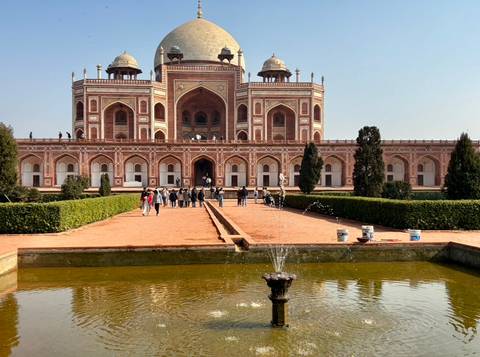 Tourists at a Mughal-era mausoleum
