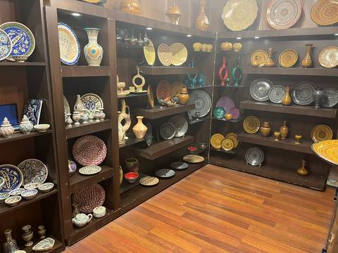 A shop displaying decorative pottery and ceramics.