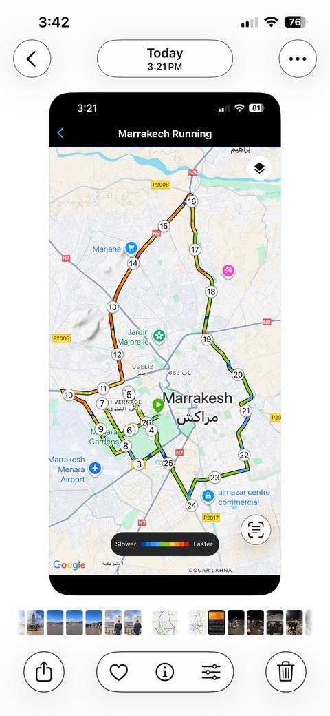 Map of Marrakesh showing various routes and locations.