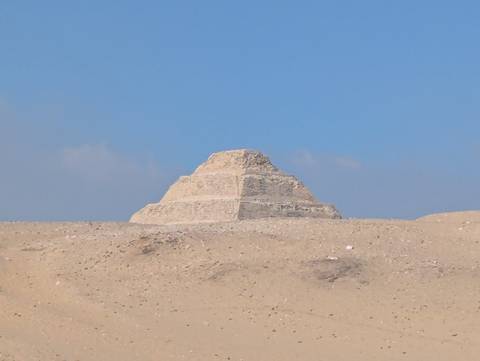Step Pyramid of Saqqara in the desert.