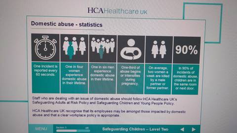       Information slide showing statistics on domestic abuse with icons and text.
  