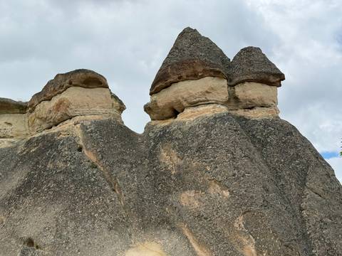       Duplicate view of Pasabag’s conical rock pillars in Cappadocia.
  