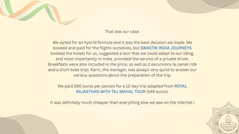       Slide with beige background and text describing booking details
  