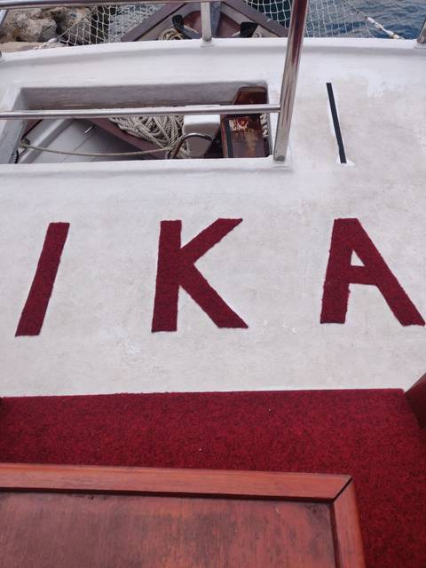 Red carpet with large text.