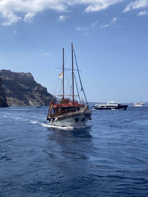 Sailboat navigating the open sea.