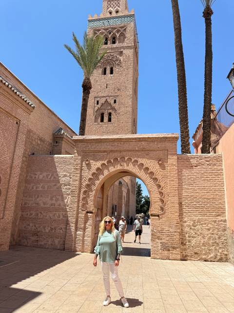 Tourist exploring an ancient Moroccan site.