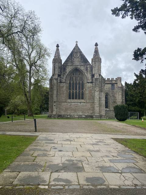       Historic church with Gothic architecture.
  