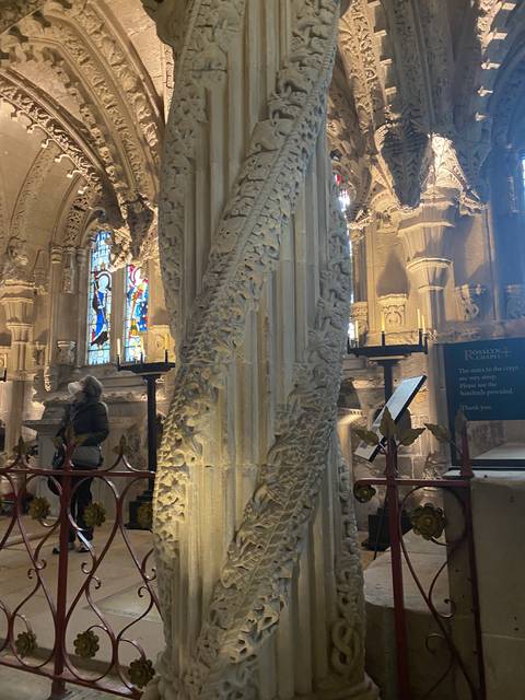       Intricately carved interior column.
  