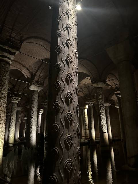       Decorative column inside a historic structure
  