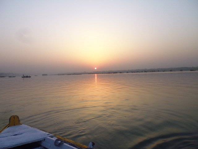 Sunrise over a calm river.