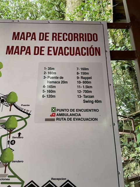       Map showing route with evacuation points.
  