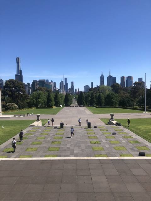       Park with a view of a city skyline
  
