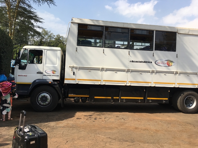 Large truck with branding, parked and visible.