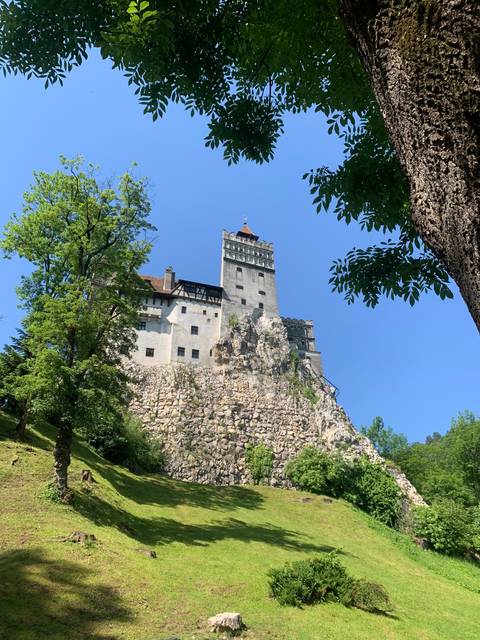 Rocky hill with a castle tower on top
