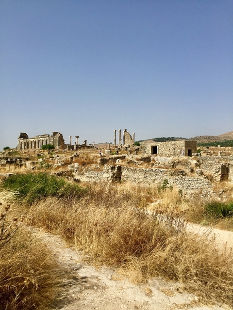       Ancient ruins in a dry landscape.
  