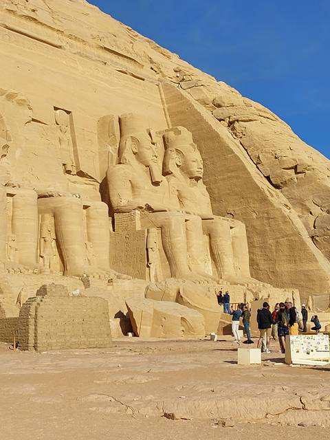 Carved statues of Ramses at Abu Simbel.