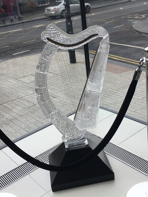       A crystal harp display in a venue.
  