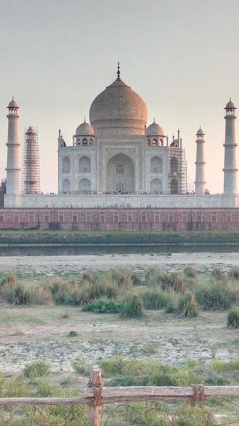 Famous mausoleum, viewed from across a river.