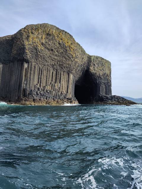       Basalt rock formations by the sea.
  