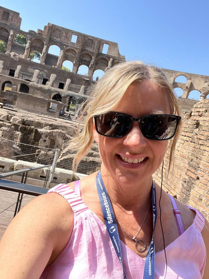 Close-up selfie with historical ruins