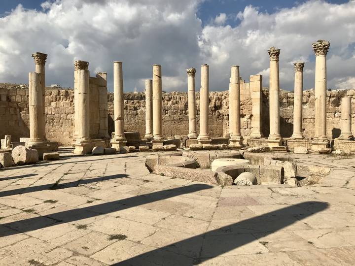 Circular arrangement of ancient columns.