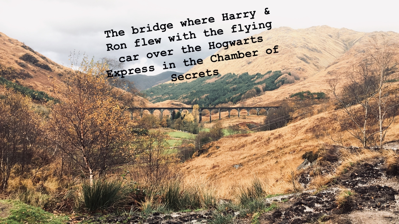 A bridge with a text overlay mentioning the Harry Potter films.