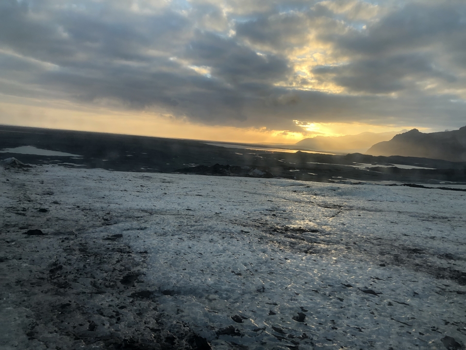Glacial landscape with sunset view.