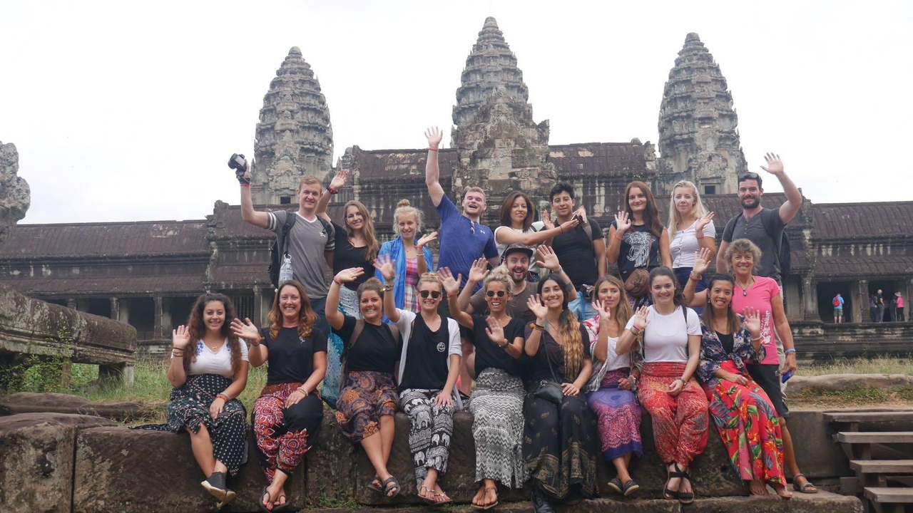 Group photo in front of Angkor Wat.